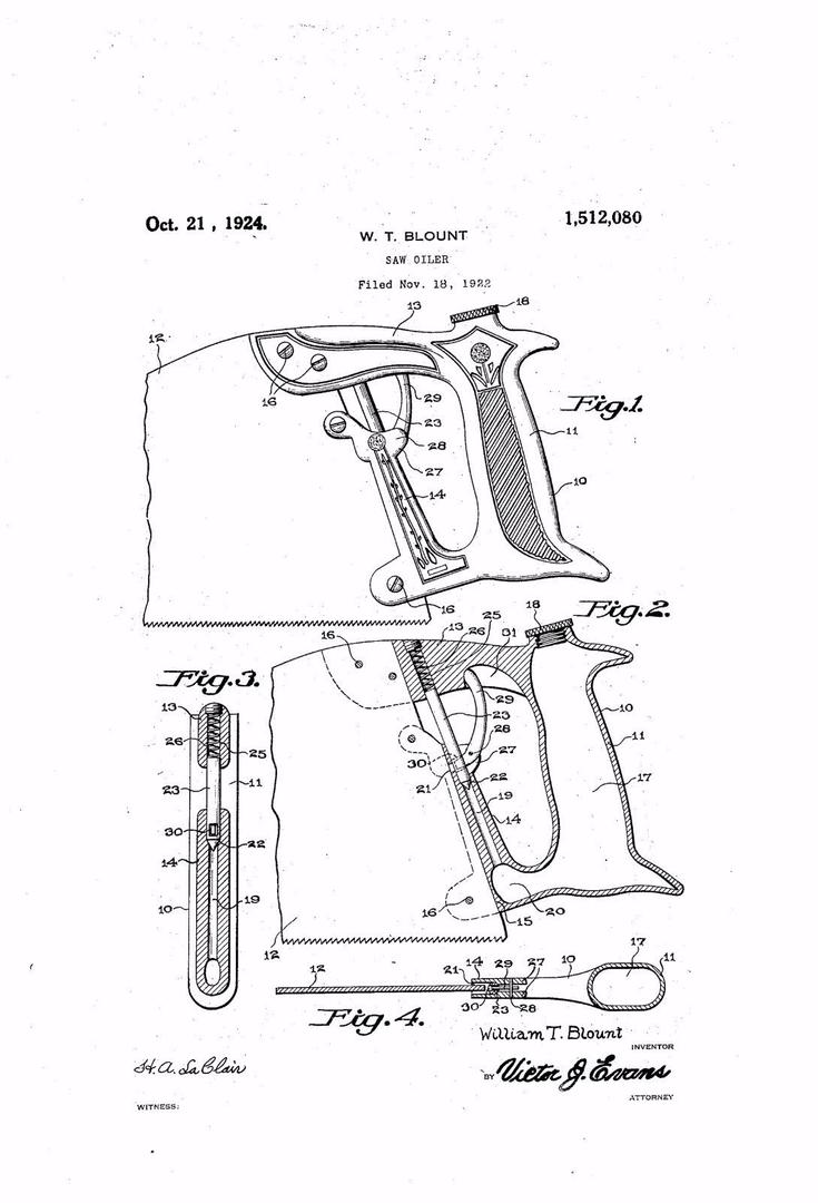 Blount's Patent Oiler Handle Hand Saw -- Rare and Unusual