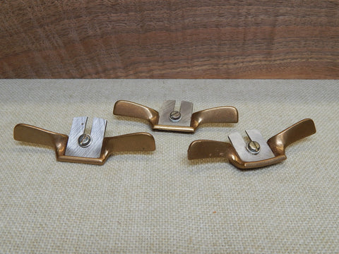 Three Aldon Brass Violin Makers Shaves - Flat, Curved, Round Soles